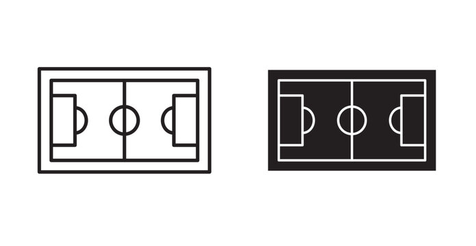 football field icon in black stroke and fill