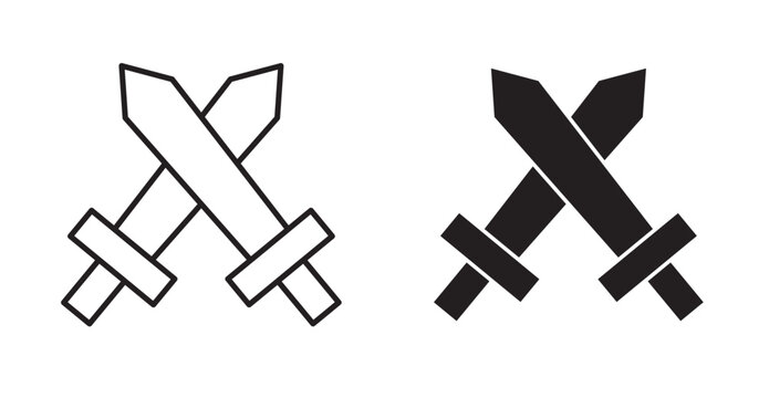 sword icon in black stroke and fill