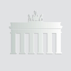 Fototapeta premium Brandenburg Gate Berlin Icon – Minimal Paper Cut Landmark Illustration
