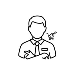 Fototapeta premium Store Manager Icon Minimal Outline on White Background