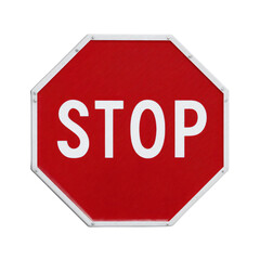 Traffic sign STOP red octagon with transparent background