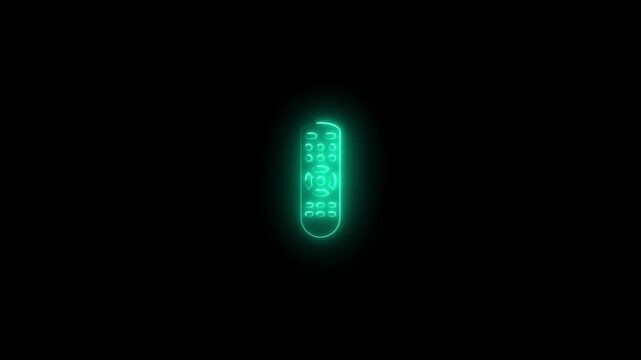 Glowing Green Remote Control Neon Sign Isolated on Black Background remote control isolated technology