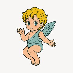 Cute cartoon cherub with wings.