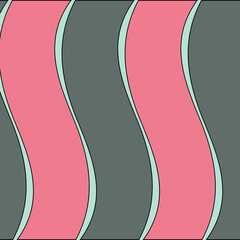 Retro Coral Pink and Teal Wavy Stripe Seamless Pattern Modern Feminine Abstract Background