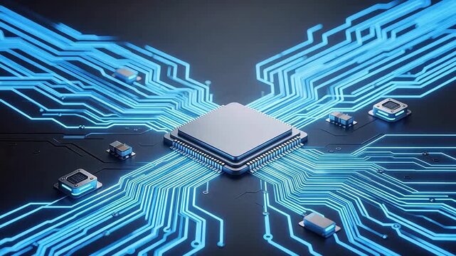 Microchip with glowing circuitry