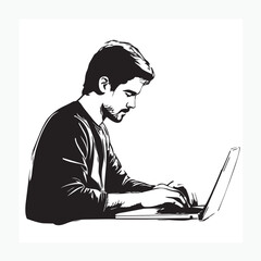 man working on laptop