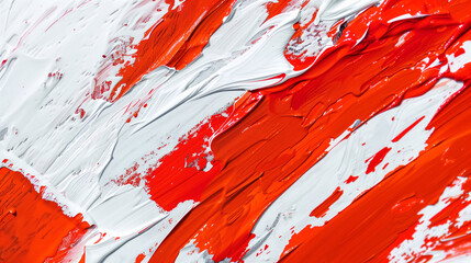 赤と白の抽象ペイントテクスチャ　厚塗りブラシストロークのアート背景