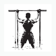 silhouette of a man exercising in a fitness center