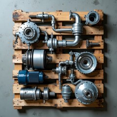 Fototapeta premium Mechanical illustration of metal pipelines