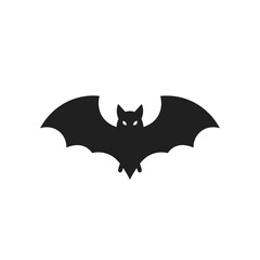 Obraz premium Black bat silhouette on white background. Perfect for halloween invitations, spooky designs, and gothicthemed projects needing a simple graphic element.