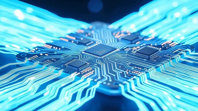 Microchip with glowing circuitry