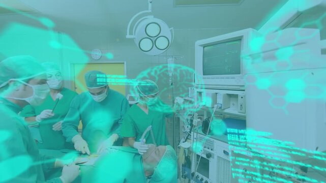Animation of data processing over diverse surgeons during surgery