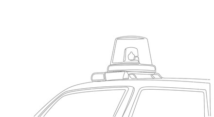 Police Car Light Bar Outline Drawing - Emergency Vehicle Siren Top View © Azizi