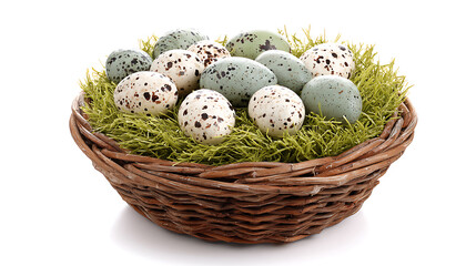 decorative Easter egg basket fully isolated on a clean white