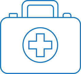 Fototapeta premium Medical First Aid Kit Line Art for Emergency Safety Concept, healthcare websites, safety training manuals, travel insurance brochures, and clinical service applications.