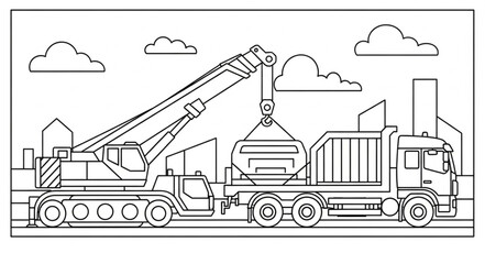 Fototapeta premium Heavy Duty Crane Truck Illustration.