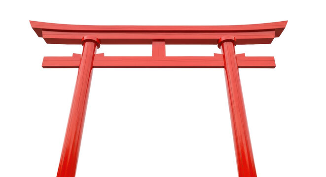Red torii gate isolated PNG on transparent background, traditional Japanese architecture for cultural and travel designs