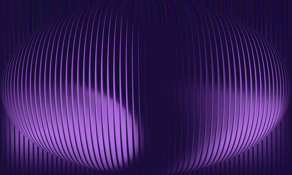 Deep Purple Abstract 3D Ellipsoid with Vertical Ribbed Texture and Glossy Metallic Shine