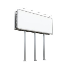 Obraz premium Empty billboard standing on three metal poles in a minimalist design