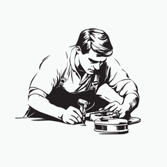 vector illustration of a man repairing things