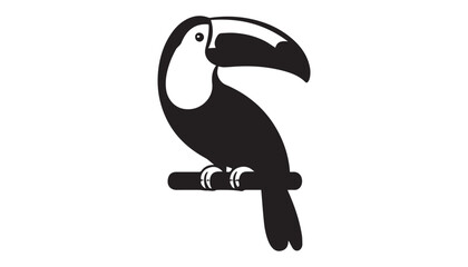 black color toucan bird set of silhouette vector illustration, solid white background © silhouette