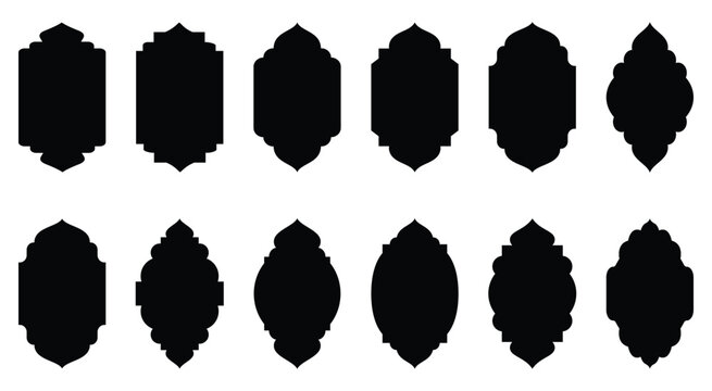 Collection of oriental style Islamic ramadan mubarak windows and arches with modern style.
