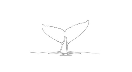 Minimalist Whale Tail Line Art - Deep Ocean Dive © Ahmad