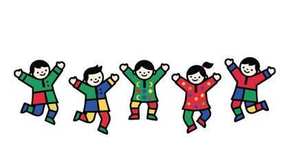 Naklejka premium Collective Joy and Success in Global Collaboration. Five Diverse Individuals Celebrating Achievement