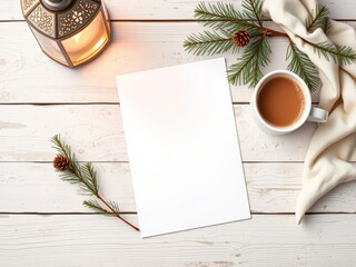 Cozy winter writing setup winter mockup