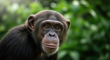 Obraz premium Portrait of a chimpanzee in nature