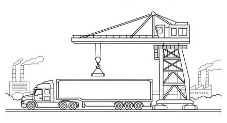 Industrial Crane Lifting Heavy Container.