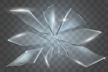 Abstract Glass Shards Snowflake Shape Background