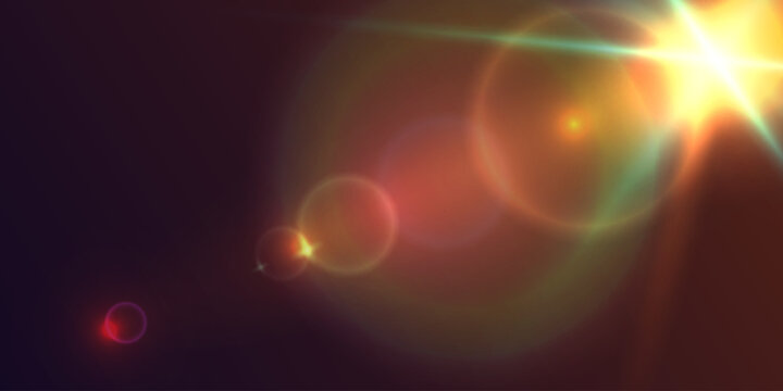 Warm Lens Flare Bokeh On Dark Background