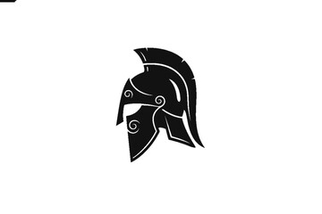 Ancient Warrior's Helm: A stark silhouette of a classical war helmet, emblematic of courage and strength, stands out in stark contrast, symbolizing historical valor.