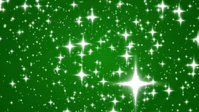 Vibrant Green Background with White Star Sparkles