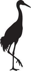 Obraz premium Crane in silhouette on white background.