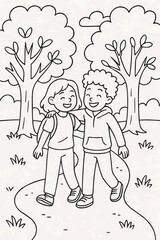 boy and girl in forest