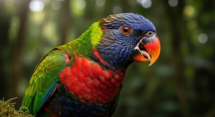 Naklejka premium Portrait of a colorful lorikeet bird