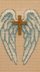 Naklejka premium Cross-stitch angel wings design.