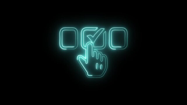 Glowing Neon Choose Icon Isolated on Black Background. HD Video Motion Graphic Animation