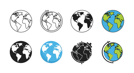 World globe icon set &ndash; earth planet map vector collection