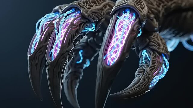 Futuristic Creature Claw Closeup Animation.