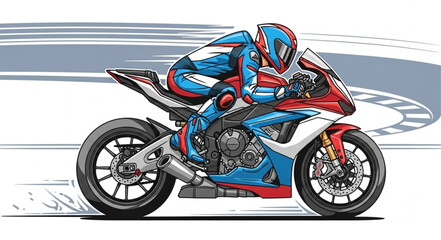 Motorcycle Rider Racing on Track. © Ali