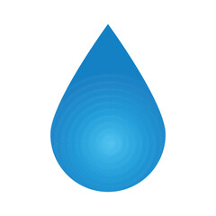 Blue Water Drop Gradient Vector Icon: Clean Liquid Symbol for Nature, Rain, Weather Forecast, Aqua Freshness, Hydration Logo, Pure Ecology and Environmental Care Isolated on White