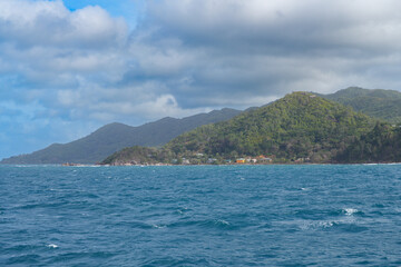 Fototapeta premium Day view of Praslin, one of the main islands in the Seychelles on the Indian Ocean