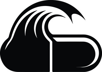 Abstract Wave and Container Icon on White Background curved shape