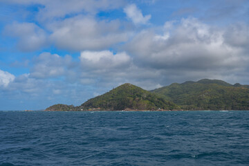 Day view of Praslin, one of the main islands in the Seychelles on the Indian Ocean
