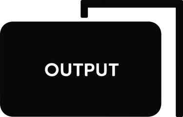 Black folder icon with white text OUTPUT and layered effect document file