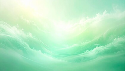 Obraz premium Green and Turquoise Abstract Waves with Radiant Glow