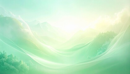 Obraz premium Green and Turquoise Abstract Waves with Radiant Glow